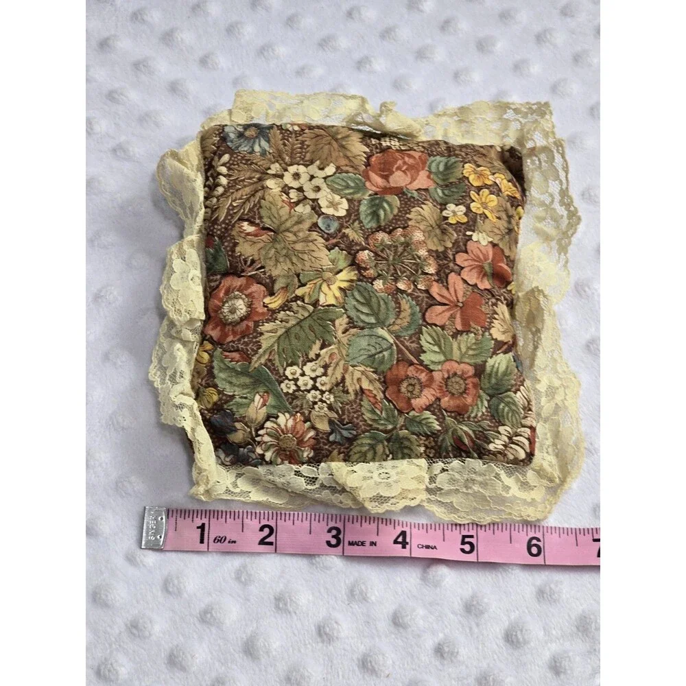 Vintage French Country Floral Lace Trim Pillow Cottage Tooth Fairy Handmade Open